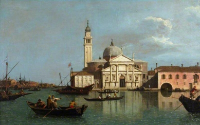 Bazilika San Giorgio Maggiore - Malba kostela od Canaletta z roku 1740 ve sbírkách Manchester Art Gallery