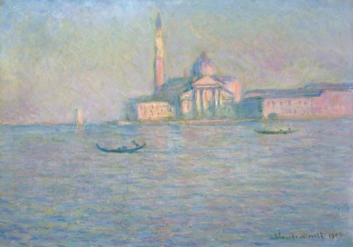 Bazilika San Giorgio Maggiore - Malba kostela od Claude Moneta z roku 1908 - foto: Wikipedia Commons