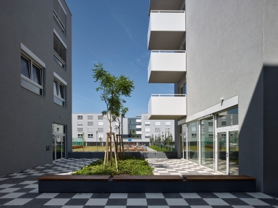 Apartment houses Vojtova - Multifunctional building - view through the park axis - foto: Filip Šlapal