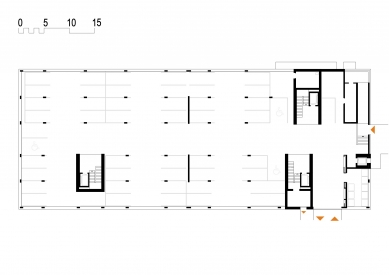 Bytové domy Vojtova - Bytový dům A - půdorys 1.pp - foto: Rudiš & Rudiš architekti