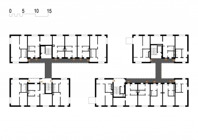 Apartment houses Vojtova - <div>Multifunctional Object B - typical floor</div> - foto: Rudiš & Rudiš architekti