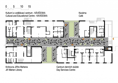 Apartment houses Vojtova - Multifunctional Building B - Floor Plan 1st Floor - foto: Rudiš & Rudiš architekti