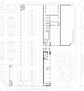 dialogicum - nové sídlo společnosti dm - Půdorys parkovací budovy - foto: Lederer Ragnarsdóttir Oei