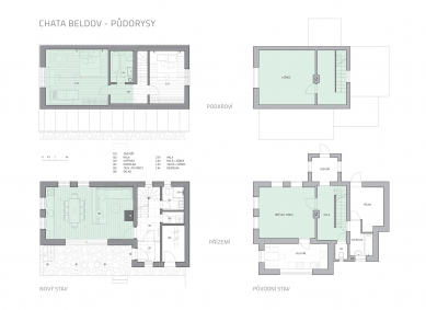 Rekonstrukce chaty v Nové Vsi nad Nisou - Půdorysy