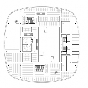 Soutěžní projekt Národní technické knihovny v Praze - Půdorys 4.NP - foto: © AK architekti, 2001