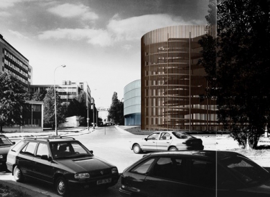 Soutěžní projekt Národní technické knihovny v Praze - Zákres do fotografie - foto: © AK architekti, 2001