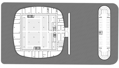 Soutěžní projekt Národní technické knihovny v Praze - Půdorys 1.PP - foto: © AK architekti, 2001