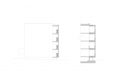 Rozšíření lodžií panelového domu - Řez a boční pohled - foto: re:architekti