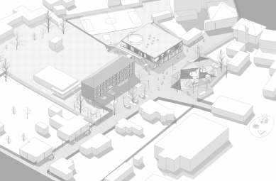 Mírová Street Community Centre - Severní axonometrie - foto: Projektil architekti