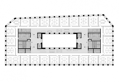 Administrativní budova Rathausstraße 1 - Půdorys kancelářského patra - foto: Schuberth und Schuberth