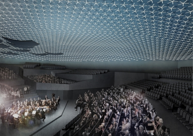 Vltavská filhamonie - soutěžní návrh - Interiér sálu - foto: Šépka architekti