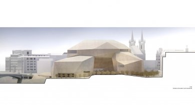 Vltavská filhamonie - soutěžní návrh - Východní pohled - foto: Šépka architekti