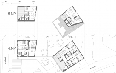 Bytový dům Panna a Baba - Půdorys 4.+5.np - foto: m4 architekti