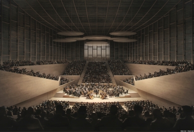 Vltavská filharmonie - soutěžní návrh - Vizualizace hlavního sálu - foto: David Chipperfield Architects / jakub cigler architekti