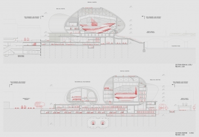 Vltavská filharmonie - soutěžní návrh 4. místo - Řezy - foto: Petr Hájek ARCHITEKTI, s.r.o.