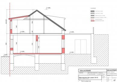 Dům propojený se zelení - Řez A-A' - původní stav - foto: Iveta Lengerova architekti
