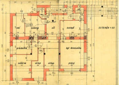 Reconstruction and extension of a 1933 villa - Půdorys 1.pp - původní stav