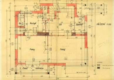 Reconstruction and extension of a 1933 villa - Půdorys 1.np - původní stav