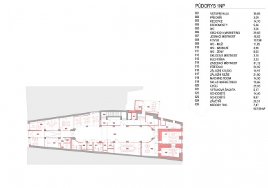 Conversion of the department store to the building of Czech Radio Olomouc - Floor plan 1st floor