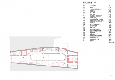 Conversion of the department store to the building of Czech Radio Olomouc - Floor plan 2nd floor