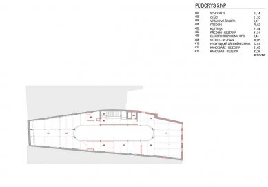 Conversion of the department store to the building of Czech Radio Olomouc - Floor plan 5NP