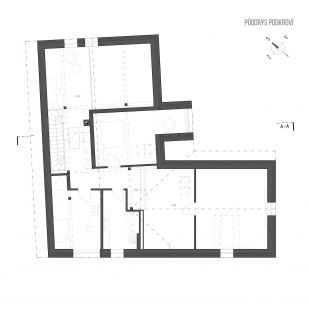 Přestavba rodinného domu u Klatov - Půdorys podkroví - foto: Projekce Černý