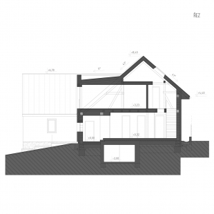 Přestavba rodinného domu u Klatov - Řez - foto: Projekce Černý