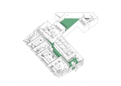 Fyzio Terapia - fyzioterapeutické centrum - Axonometrie - foto: NOIZ architekti