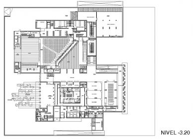 Kongresový palác a auditorium - Půdorys úrovně -3,20 m - foto: © Carlos Ferrater Arquitectos Asociados, Barcelona