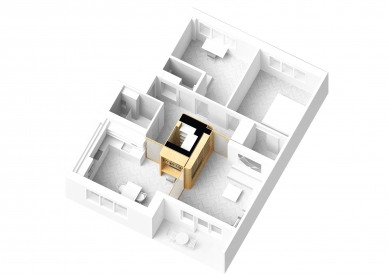 Apartment with a wooden core - <translatable term>Axonometry</translatable term> - foto: Papundekl architekti