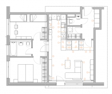 Interior of the Čámovka Apartment - Ground plan