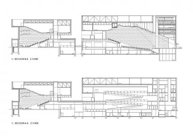 Mérida Conference and Exhibition Centre - Podélné řezy - foto: © Nieto Sobejano Arquitectos