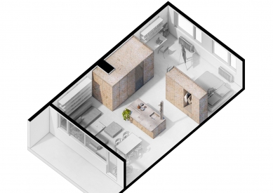 Interiér panelákového bytu - Axonometrie - foto: Papundekl Architekti