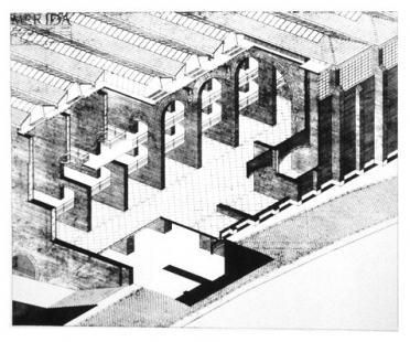 The National Museum of Roman Art - Axonometrický řez - foto: © Rafael Moneo, 1980