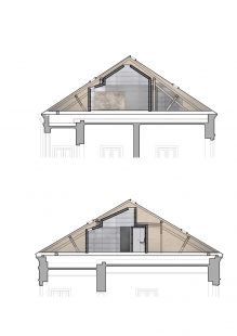 Výstavní sál v podkroví Arcidiecézního muzea Olomouc - Příčné řezy - foto: Šépka architekti