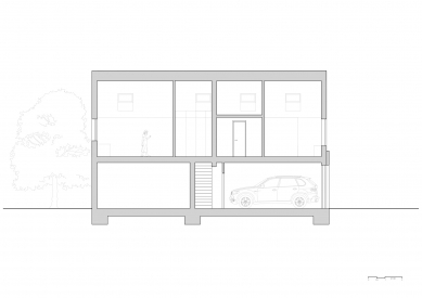 Vila Vestec - Řez B-B' - foto: BekArch