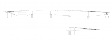 Štvanická lávka - Podélný řez