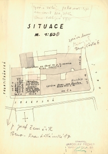 Nájemní dům s cukrárnou Josefa Sedláčka - Situace - výkres z 50. let - foto: Archiv města Brna