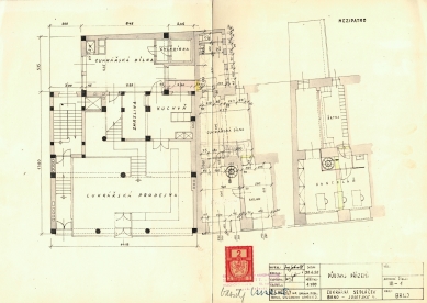 Nájemní dům s cukrárnou Josefa Sedláčka - Půdorys přízemí a mezipatra - výkres z 1950 - foto: Archiv města Brna