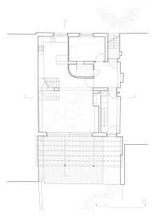 Přestavba řadového RD v Brně Židenicích - Půdorys 1.np - foto: IGLOO ARCHITEKTI