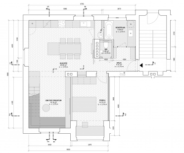 Rekonstrukce bytu | vertikální propojení - Půdorys 1NP