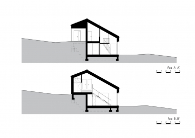 Dům ve svahu - Řezy A a B - foto: DESTYL atelier