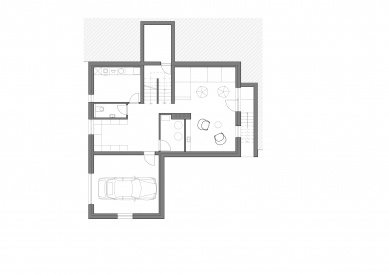 Přestavba rodinného domu v Ostrovačicích - Půdorys 1.pp - nový návrh - foto: INK ARC