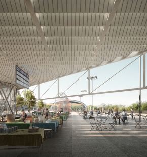 New Train Station - 3. place - Vizualization terrace - foto: re:architekti / baukuh / yellowoffice