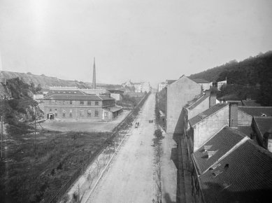 Nájemní dům Julia Grubera - Josef Kunzfeld, pohled na Úvoz a zdejší cihelnu, 1910 - foto: Archiv města Brna