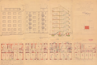 Nájemní dům Julia Grubera - Emmerich Horvát, dokumentace k realizované variantě, asi 1936 - foto: Archiv města Brna