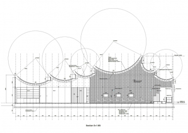 Šonanský křesťanský kostel - Řez - foto: Takeshi Hosaka Architects