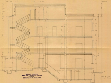 Rodinný dům Richarda a Grete Löwy - Hans Haas, Max Tintner, dokumentace ke stavbě domu Richarda Löwy z roku 1936, řez domem - foto: BVK
