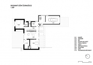 Rodinný dům Černošice - Půdorys 1.np - foto: OK PLAN ARCHITECTS, s.r.o.