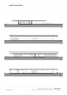 Autobusový terminál Lourosa-Fiães - Podélné řezy - foto: Atelier d’Arquitectura Lopes da Costa